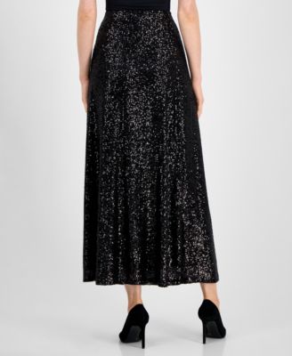 Women's Sequin Flared Maxi Skirt