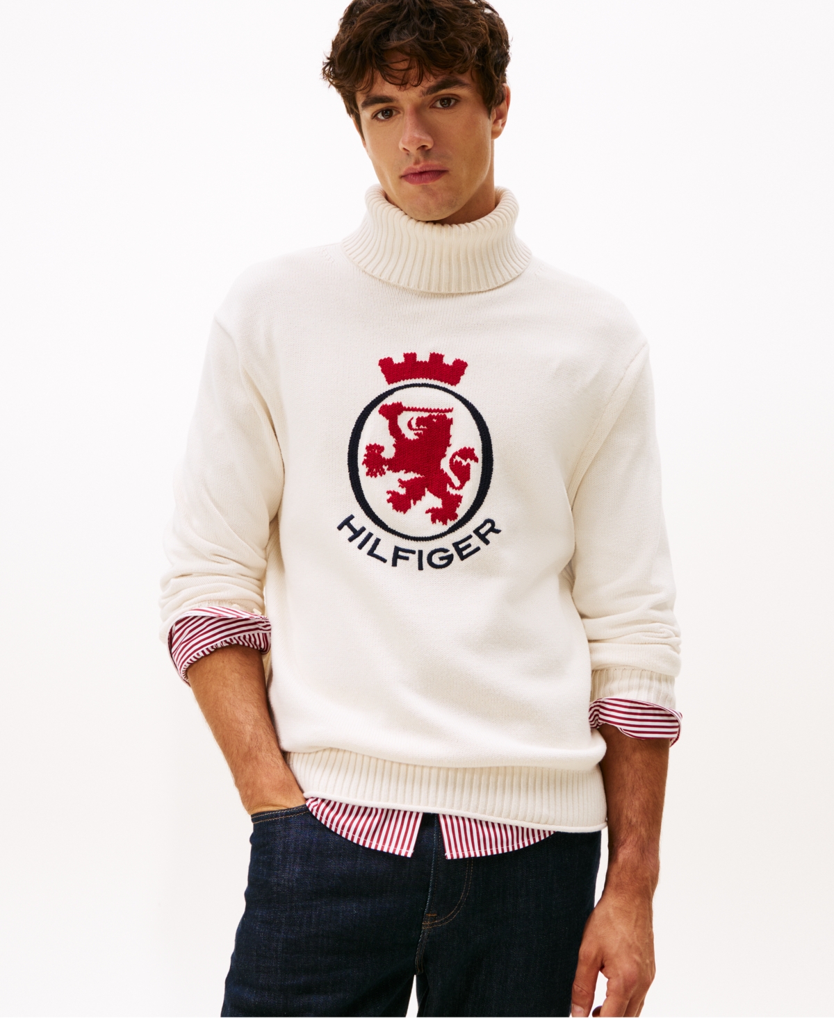 Tommy Hilfiger Men's Logo Crest Turtleneck Sweater