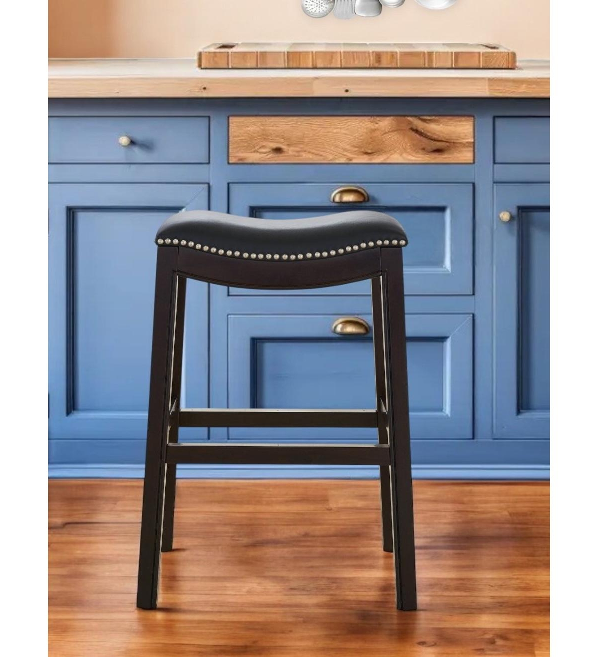 Backless Counter Height Bar Stool with Seat and Wood Frame
