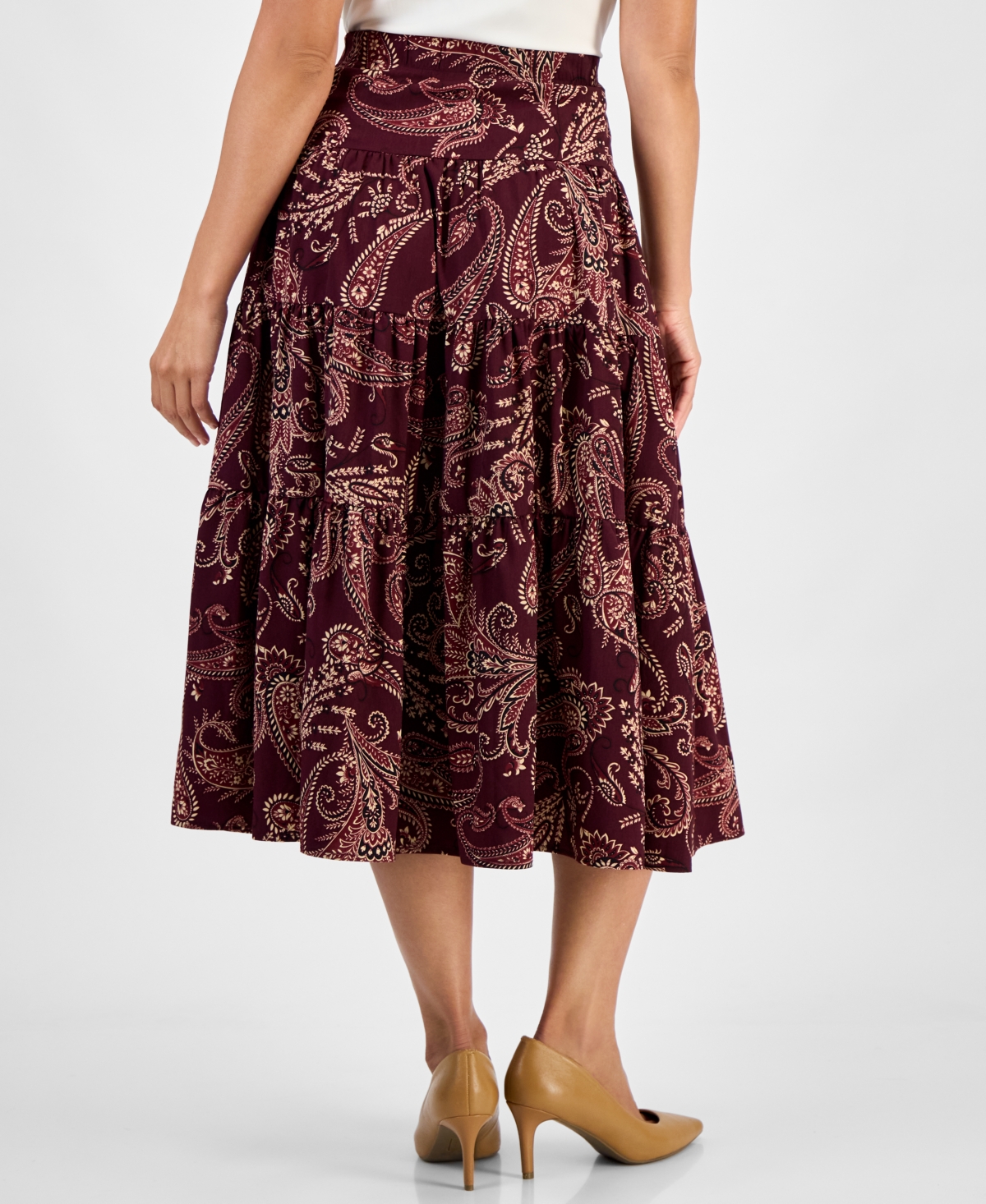 Jones New York Petite Printed Midi Skirt In Brown