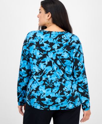 Plus Size Henley V-Neck Top, Macy's Exclusive