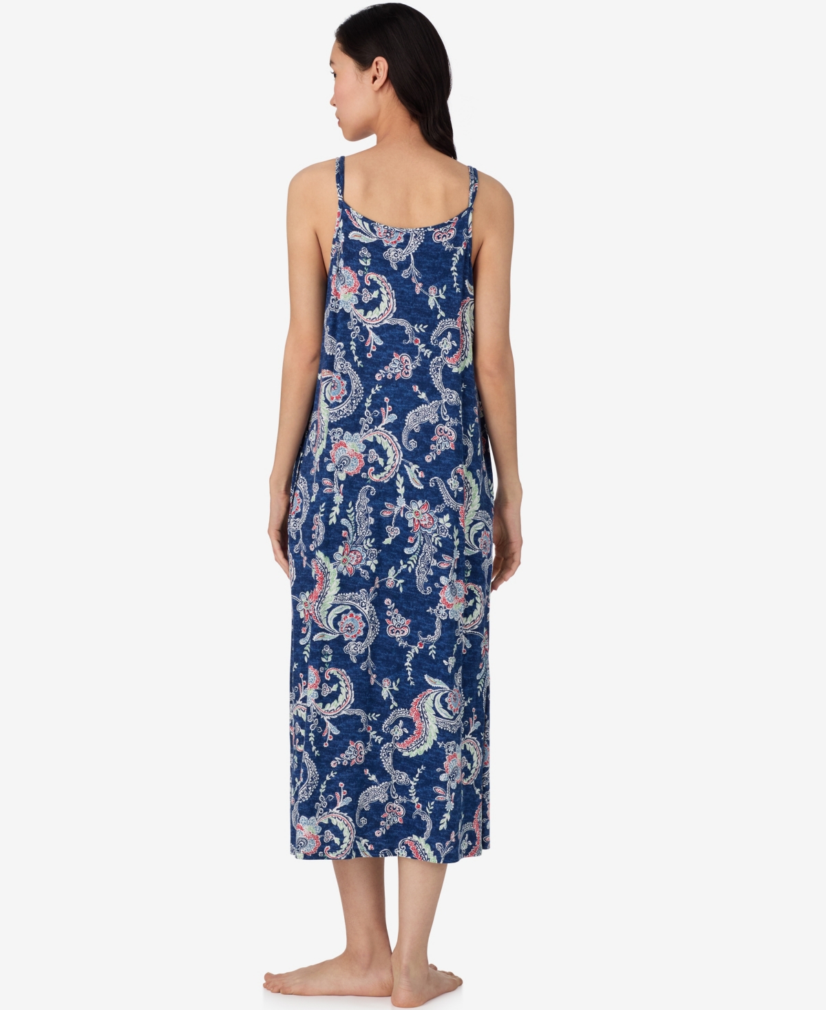 Ralph Lauren Women's Double Strap Ruffle Neck Ballet Nightgown In Blue
