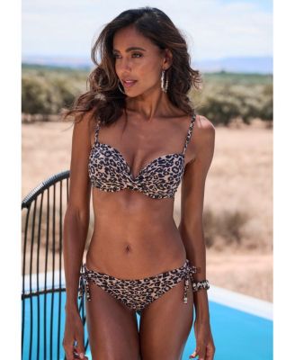 Women's Leopard Cheetah Side Tie Bikini Swimsuit Bottom