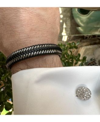 Loose Fit Esteban Black and Silver Braided Bracelet