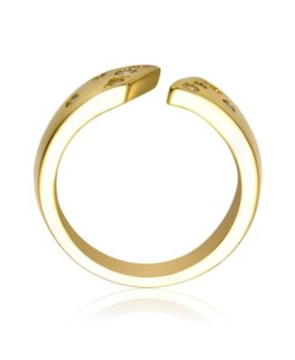 14K Gold Plated with Clear Cubic Zirconia Open Band Ring