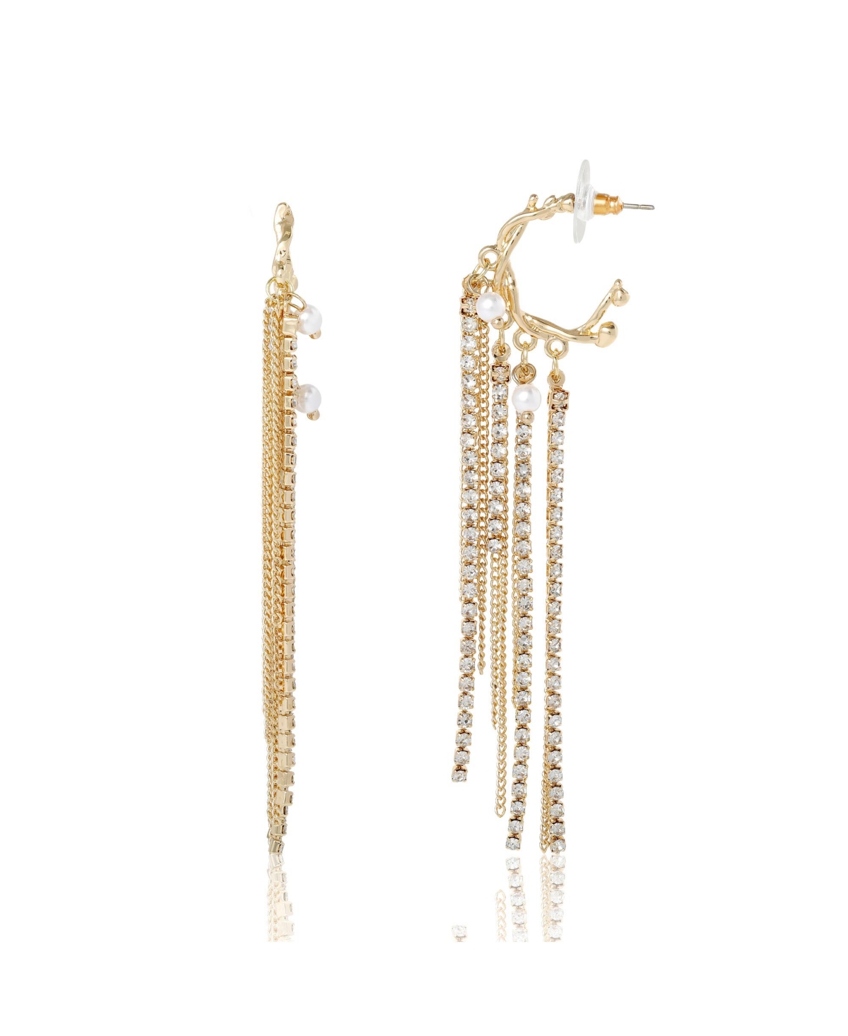 Layered Tassel Statement Earring - Gold/clear