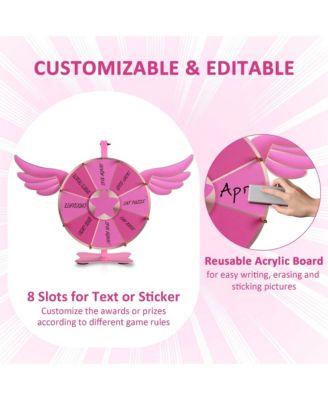 WinSpin 12" Pink Angel Prize Wheel Tabletop Spinning 8 Slots Party Events Club