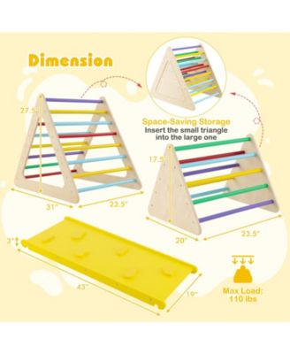 3-Piece Toddler Climbing Triangle Set with 2 Triangles and 1 Ramp To Play