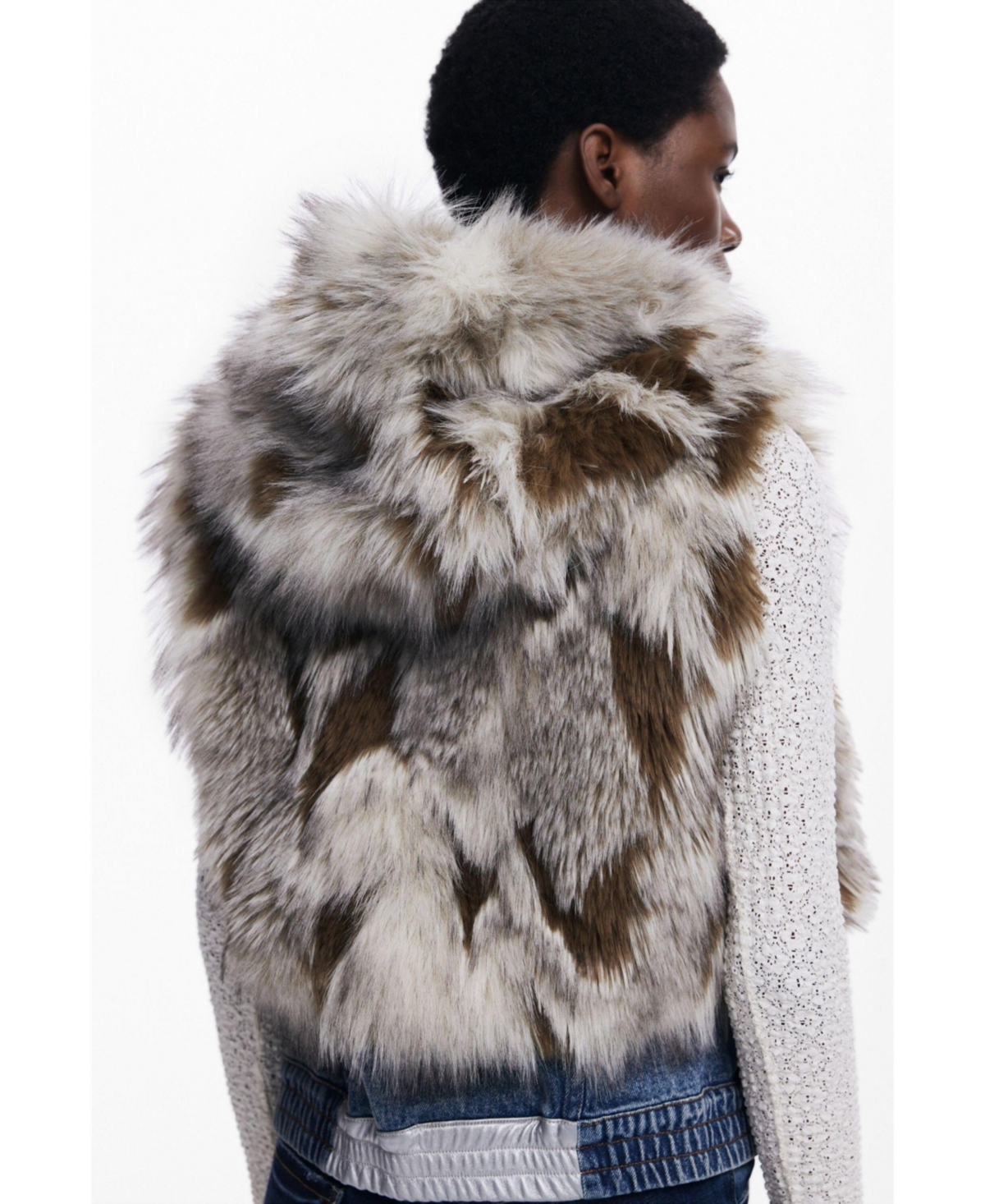 Desigual Women's Denim fur vest