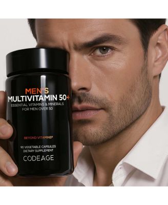 Men's Multivitamin 50+ Supplement Essential Vitamins for Men Over 50 Years Old, Minerals, CoQ10, Turmeric, Panax Ginseng, 90 Capsules