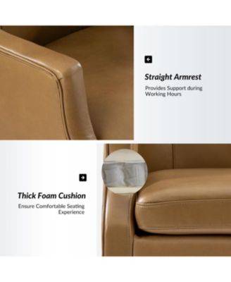 Heeg 47'' H Genuine Leather Swivel Adjustable Height Tilting Executive Chair with High Backrest