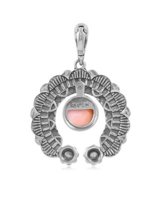 Sterling Silver Orange Spiny Oyster Round Cut Naja Pendant Enhancer