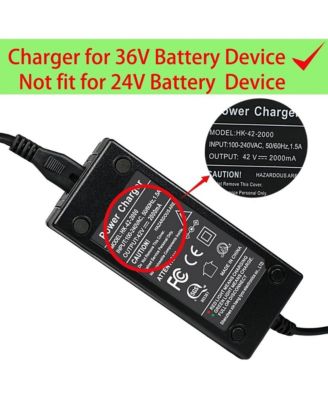 42V 2A DC Power Adapter for 36V Electric Bike Lithium Battery, 5.5mm/2.1mm/2.5mm Connector
