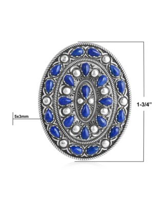 Sterling Silver Lapis Cluster Gemstone Oval Pendant Enhancer