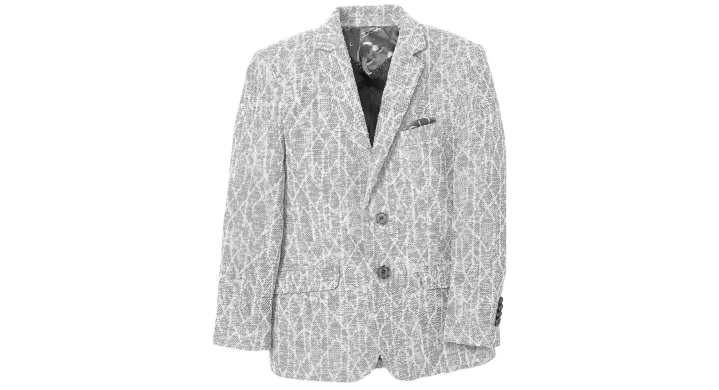 Пиджак Elie Balleh Blue Slim Fit Geometric Pattern Blazer для мальчиков, цвет: Светлый серый — фото 1