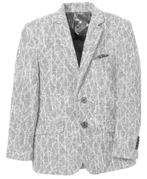 Пиджак Elie Balleh Blue Slim Fit Geometric Pattern Blazer для мальчиков, цвет: Светлый серый