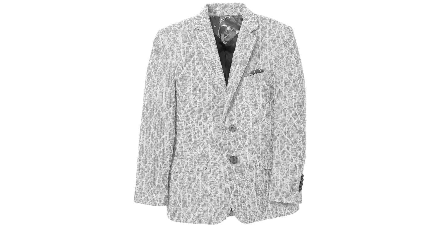 Boys Blue Slim Fit Geometric Pattern Blazer