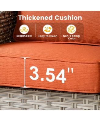 Outdoor Patio Furniture Set,8 Pieces Rattan Outdoor Sectional Cozy Sofa,Patio Conversation Sets with Swivel Chairs and Solar Coffee Table