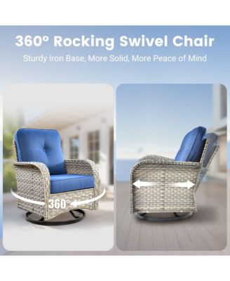 8-Piece Rattan Outdoor Patio Furniture Set with Sectional Sofa, Swivel Chairs, and Solar Coffee Table