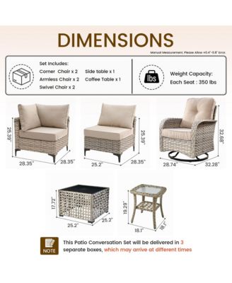 8-Piece Rattan Outdoor Patio Furniture Set with Sectional Sofa, Swivel Chairs, and Solar Coffee Table