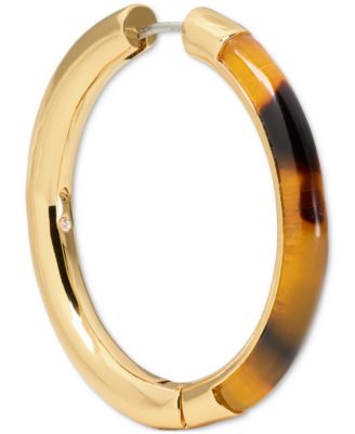 Gold-Tone Interlock Tortoise Medium Hoop Earrings, 1.34"