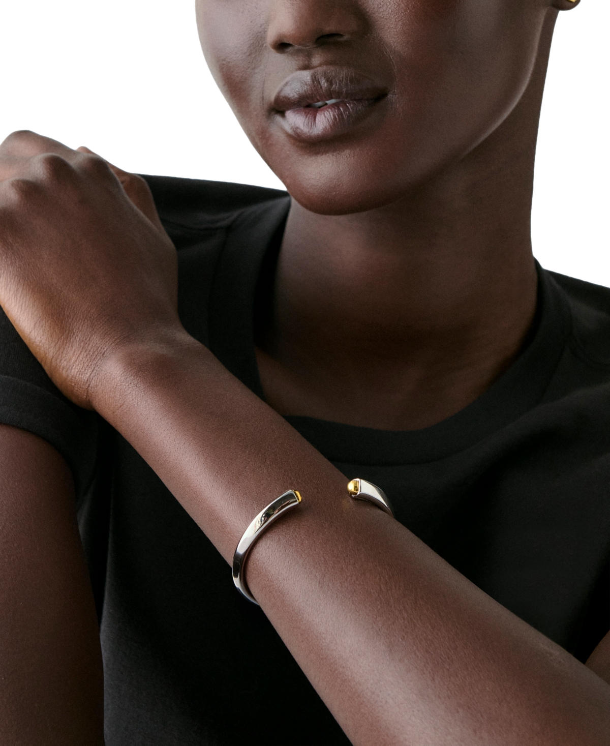 Kate Spade Two-tone Sculpted Spade Open Cuff Bracelet In Multi