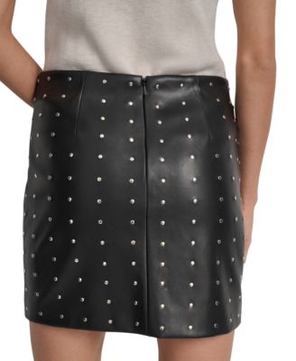Women's Embellished Faux Leather Mini Skirt