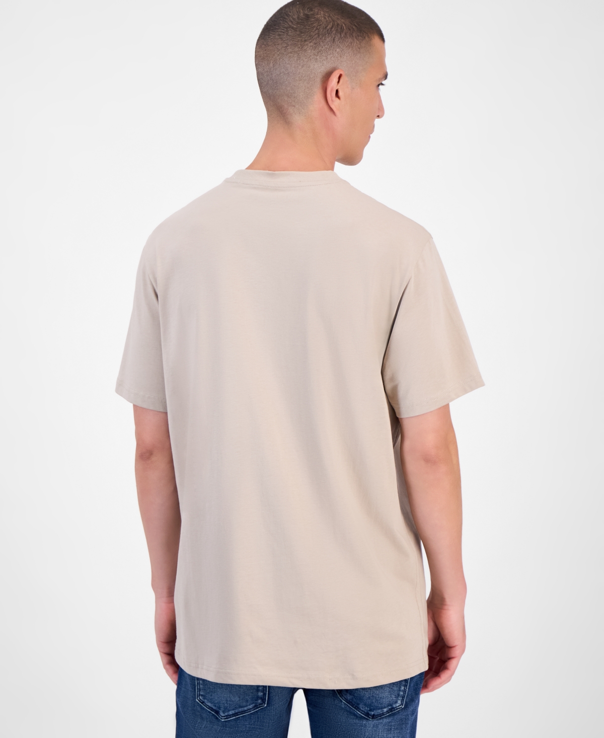 Guess Small Logo Short Sleeve Crewneck T-shirt In Neutral