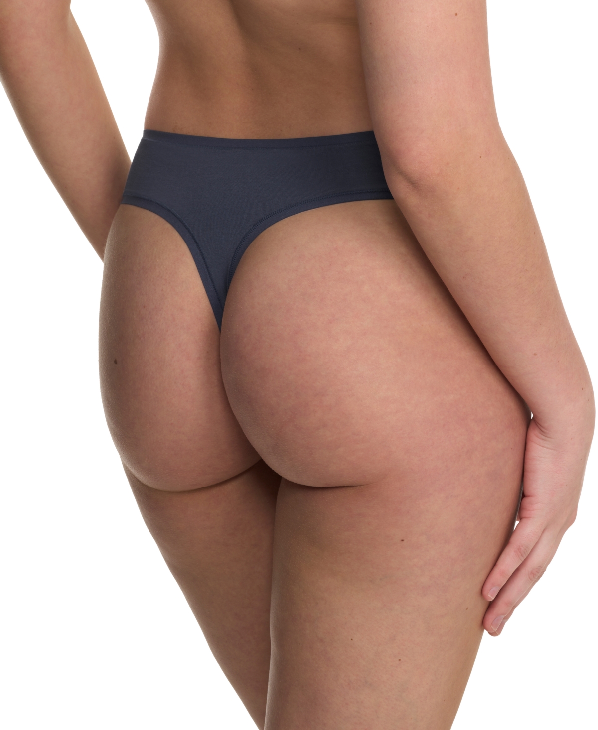 Natori Bliss Bare Stretch Cotton Thong In Blue