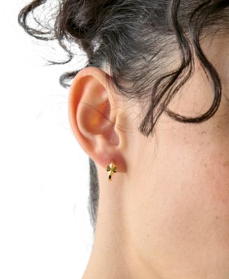 Spade Flower Huggie Earrings