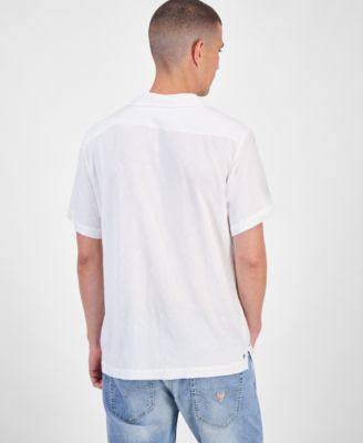 Short Sleeve Diamond Jacquard Button-Front Camp Shirt