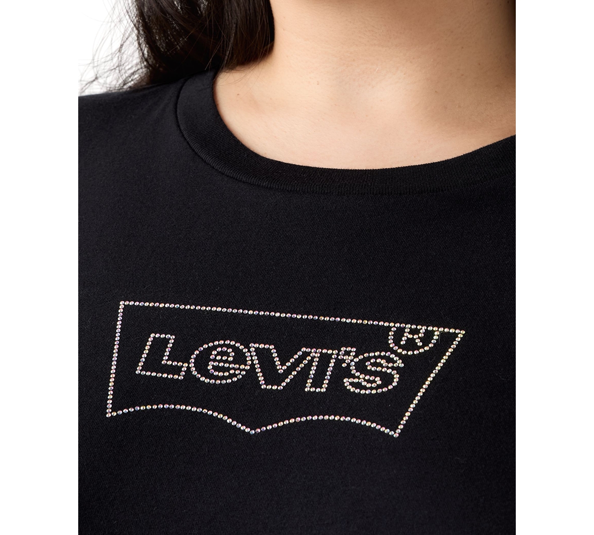 Levi's Plus Size Cotton Perfect Studded Logo T-shirt In Black