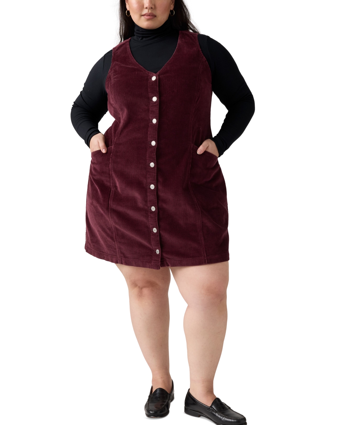Levi's Plus Size Vianna Cotton Corduroy Dress In Red