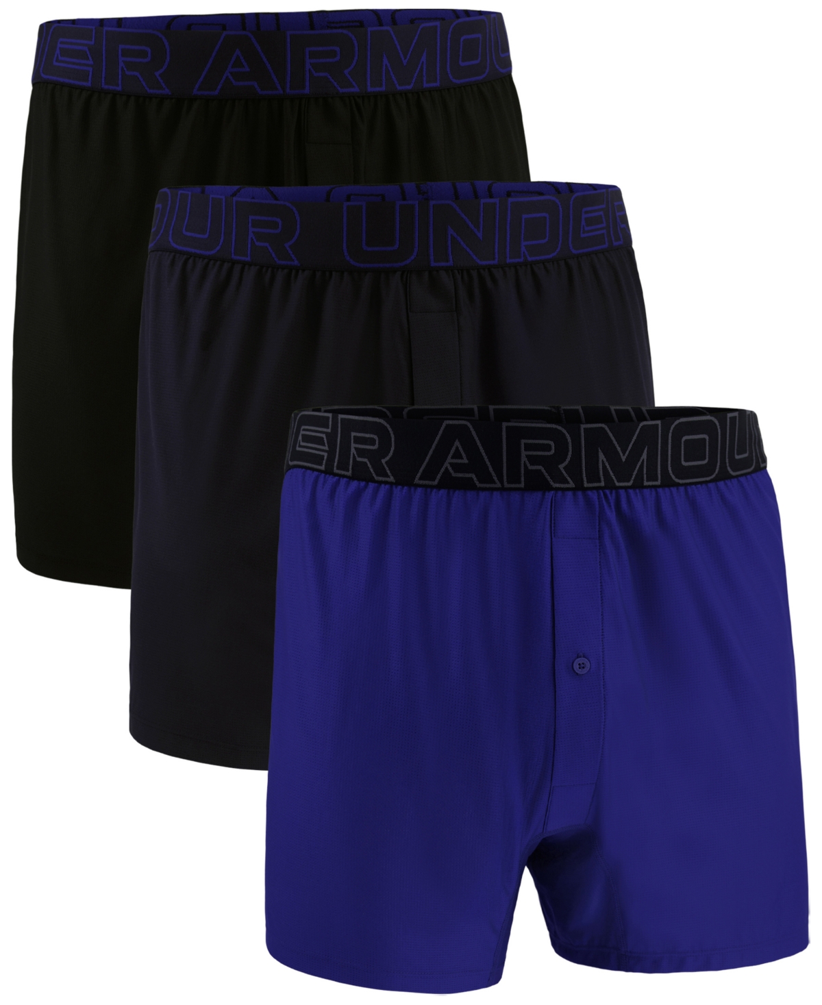 Under Armour Men's 3-pk. Solid Performance Tech Mesh 6" Boxers In Blue