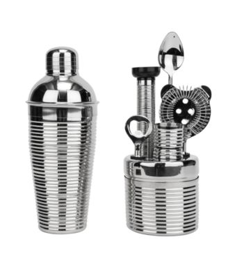 Textured Stainless-Steel Barware, Set of 7