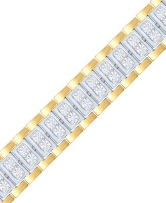 Men's Diamond Link Bracelet (1 ct. t.w.) in Sterling Silver & 14k Gold-Plate or Sterling Silver
