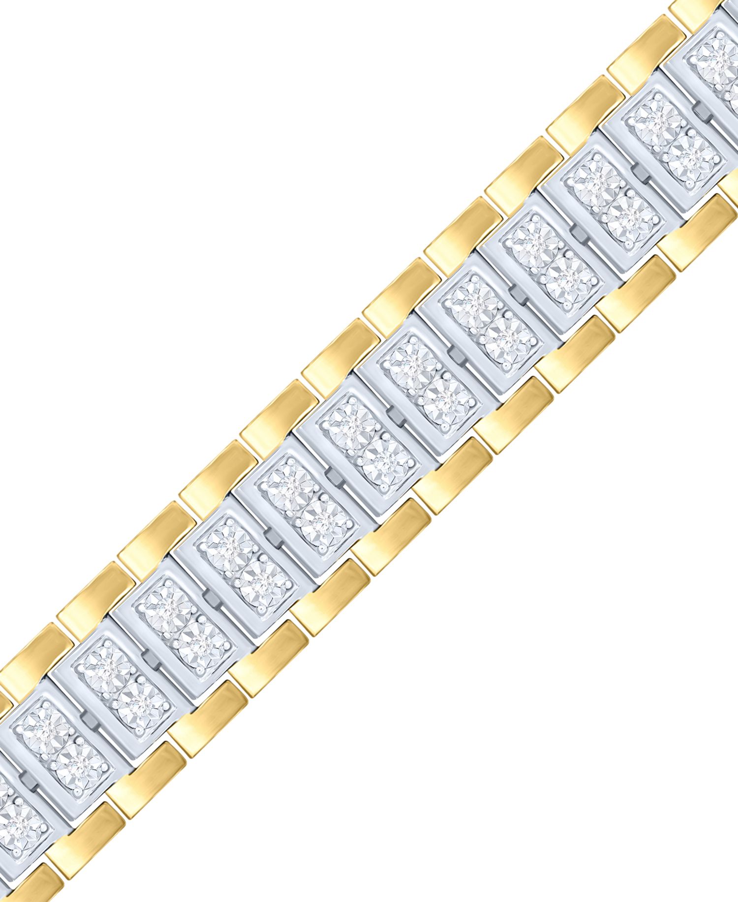 Men's Diamond Link Bracelet (1 ct. t.w.) in Sterling Silver & 14k Gold-Plate or Sterling Silver