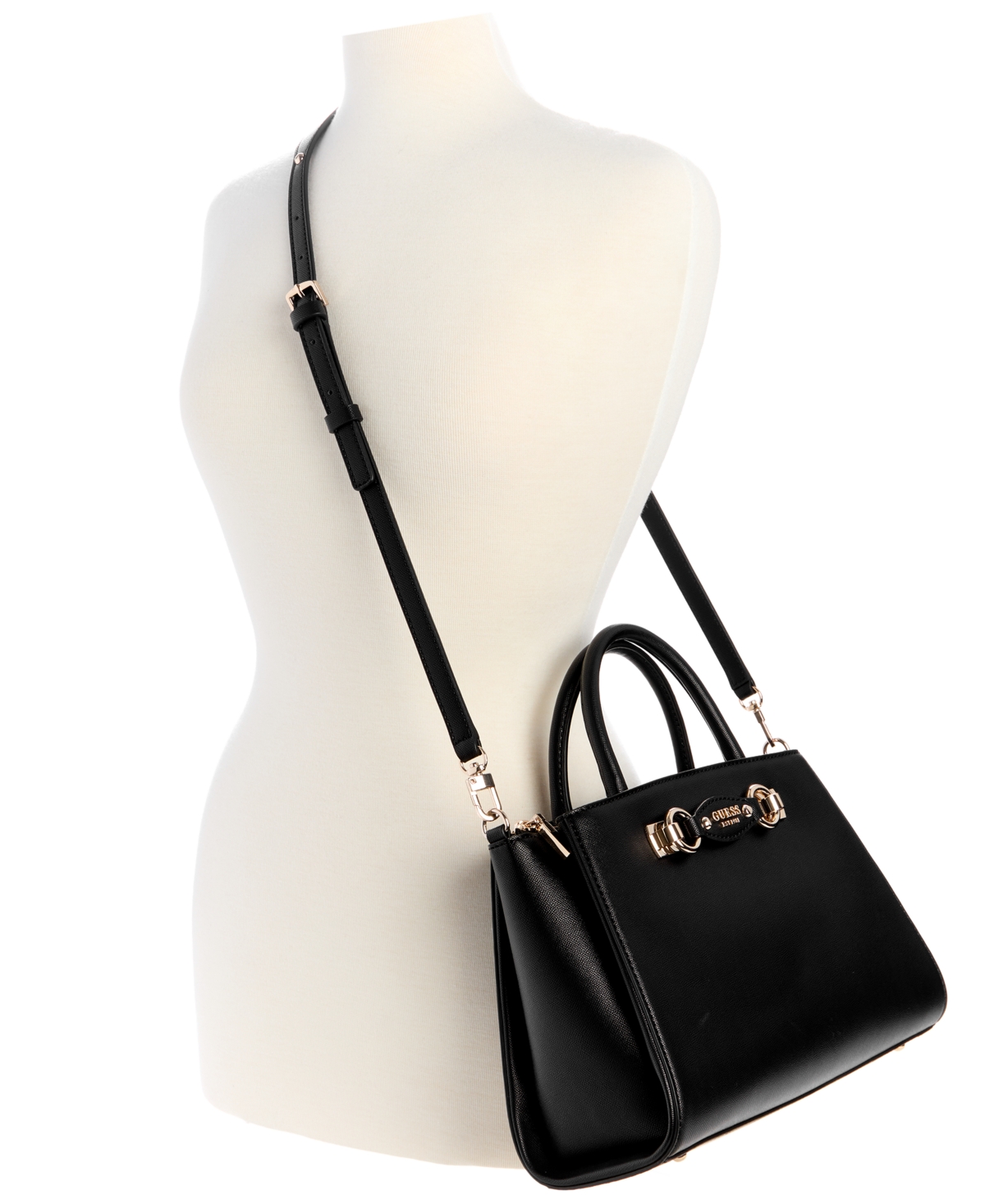 Guess Mimina Girlfriend Medium Satchel Bag In Black