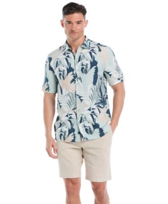 Men's Tropical Print Short Sleeve Button Down Shirt