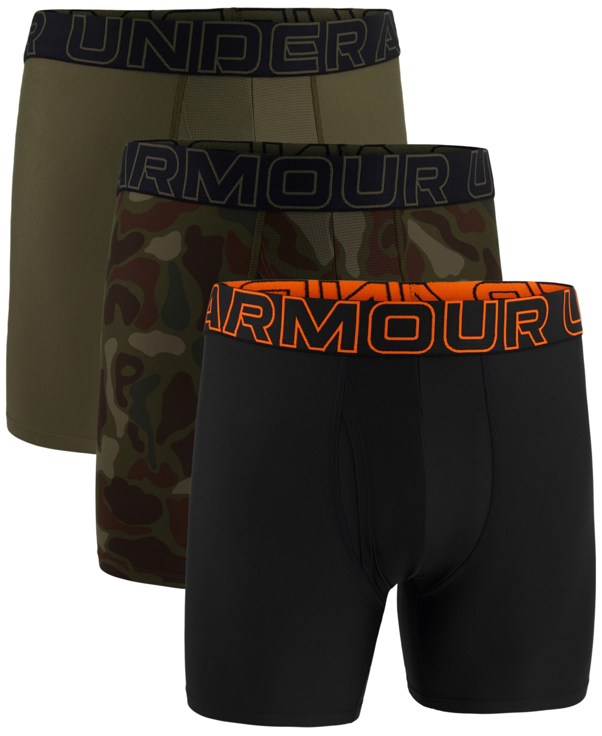 Under Armour Men's 3-pk. Performance Tech 6" Boxer Briefs In Black