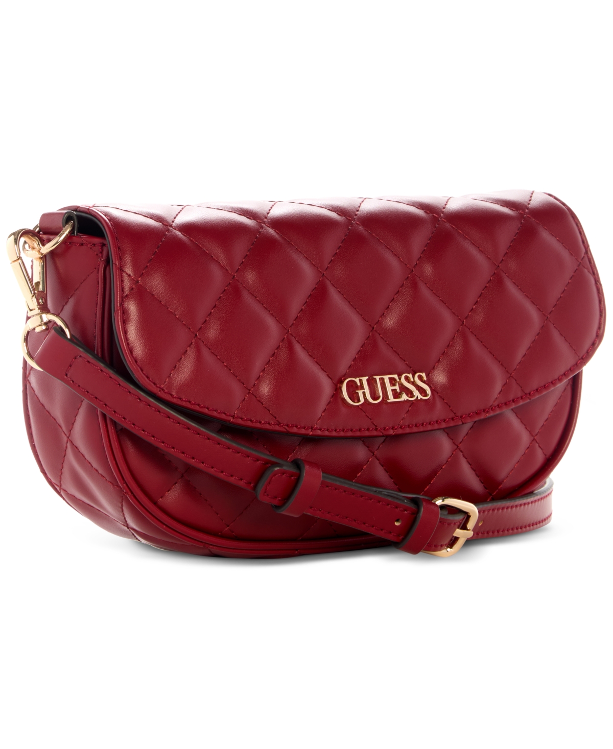 Guess Tinsley Small Quilted Flap Shoulder Bag In Red