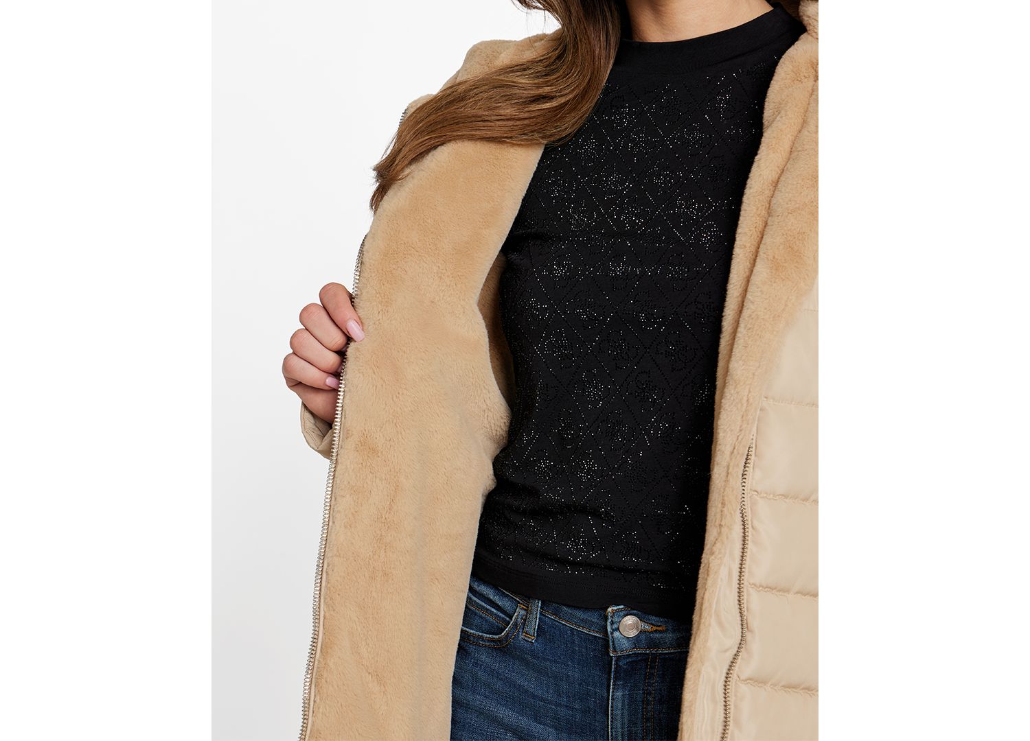 Women's Faux-Fur-Lined Hooded Puffer Coat