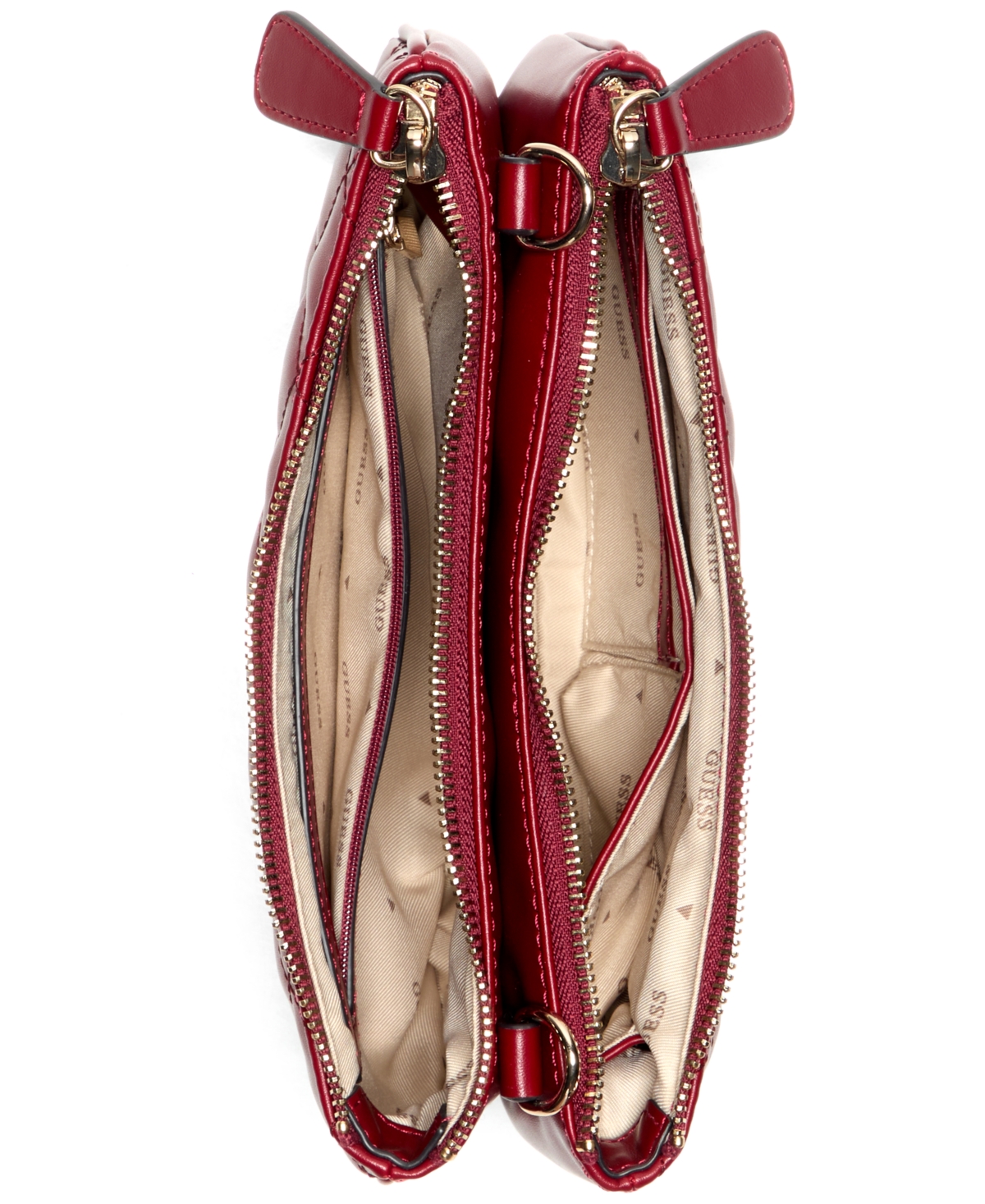 Guess Tinsley Quilted Three Compartment Crossbody In Red