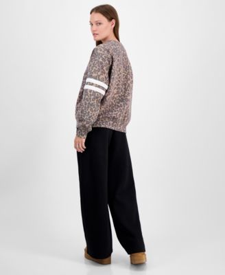 Juniors' Fleece Wide-Leg Sweatpants