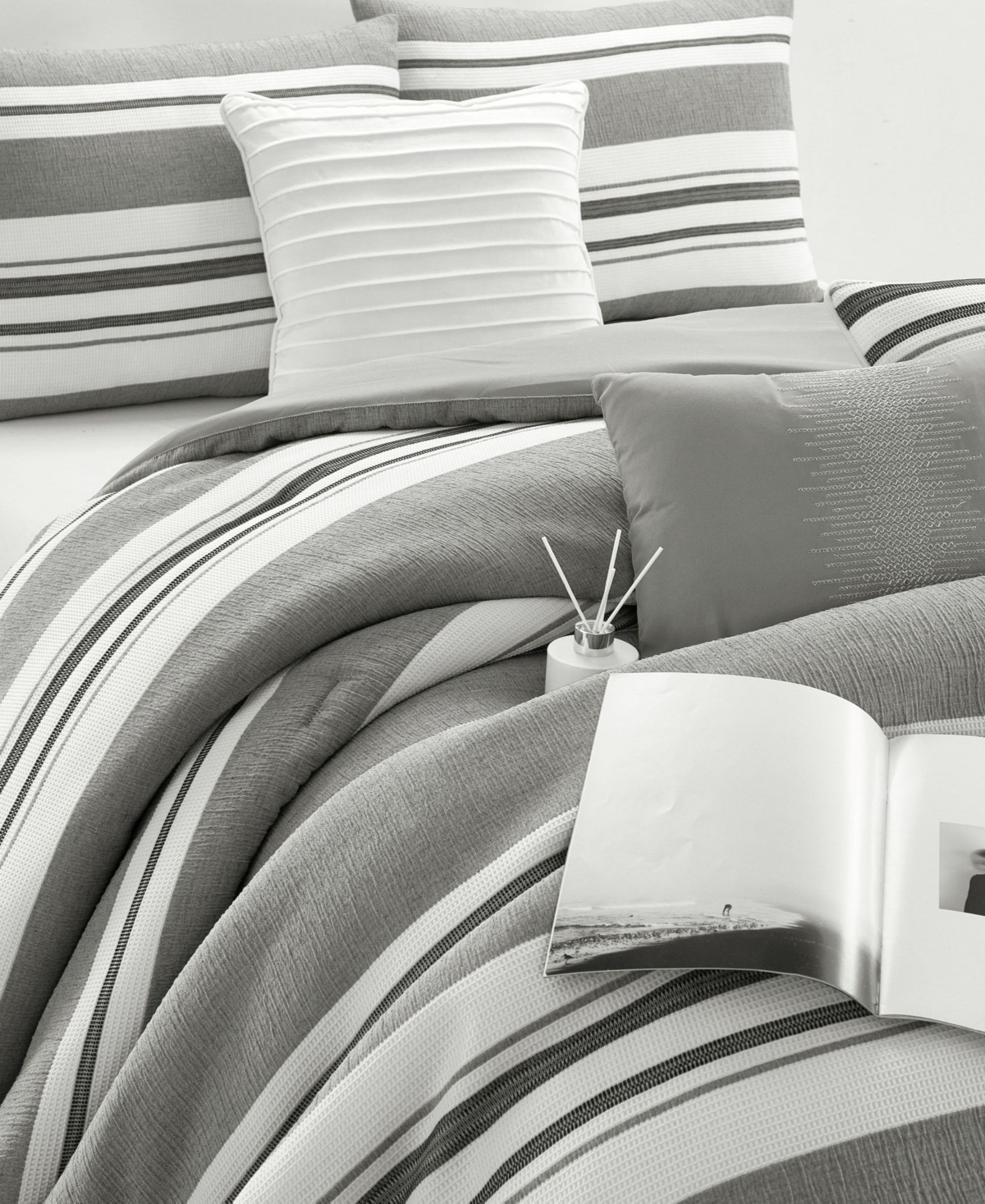 Stratford Park Cornille Stripes 7-pc. Comforter Set, Queen In Gray