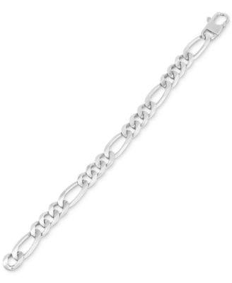 Men's Polished Figaro Link Chain Bracelet in Sterling Silver