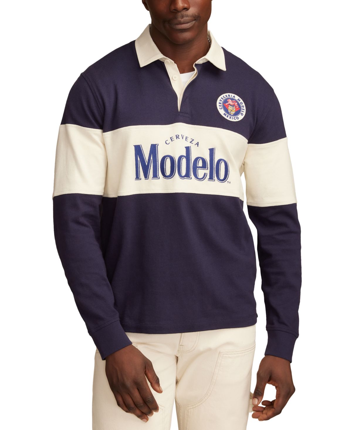 Мужская вышитая рубашка для регби Modelo с длинным рукавом