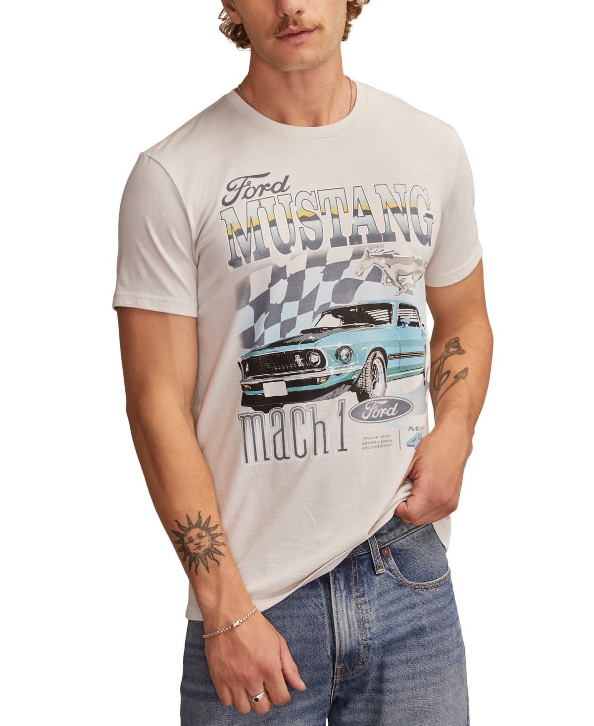 Мужская футболка Ford Mustang с коротким рукавом и круглым вырезом горловины с графическим рисунком