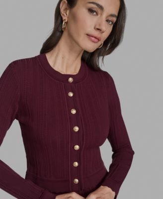 Women's Textured-Knit Cropped Cardigan