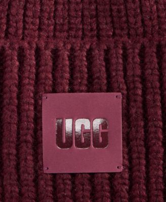 Women's Chunky Rib-Knit Logo-Patch Beanie